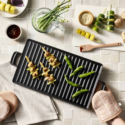 17&#34;x10&#34; Cast Iron Reversible Griddle Black - Figmint&#8482;