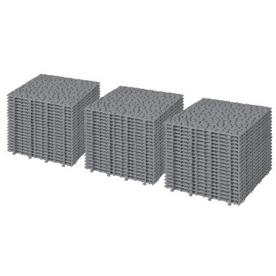 Dolonm 12"x12" Gray Interlocking Plastic Deck Tiles – Pebble Pattern, Waterproof & Anti-Slip for Patio, Balcony, Pool