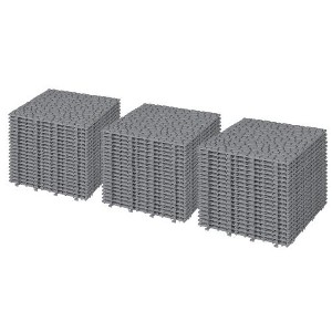 Dolonm 12"x12" Gray Interlocking Plastic Deck Tiles – Pebble Pattern, Waterproof & Anti-Slip for Patio, Balcony, Pool - 1 of 4