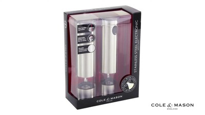 Stainless Steel Electric Salt and Pepper Grinder Set with LED Light