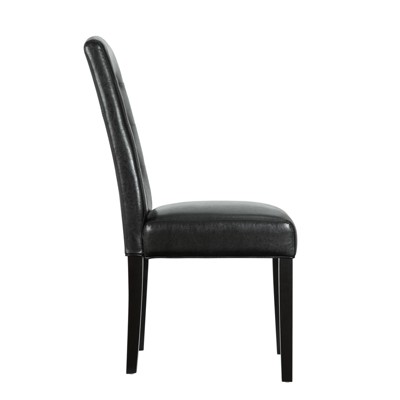 Perdure Black Faux Leather Upholstered Parsons Dining Side Chair