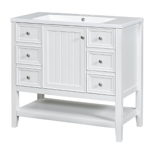 Akoasm 36 in. W Sink Bathroom Vanity Cabinet with 3 Drawer For Bathroom-White - 1 of 4