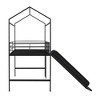 Sapphtopaz Twin Metal High Loft Bed with Two-sided Writable Wooden Board, House Bed With Slide for Kids, Teens & Gamers, Space-Saving - 3 of 4