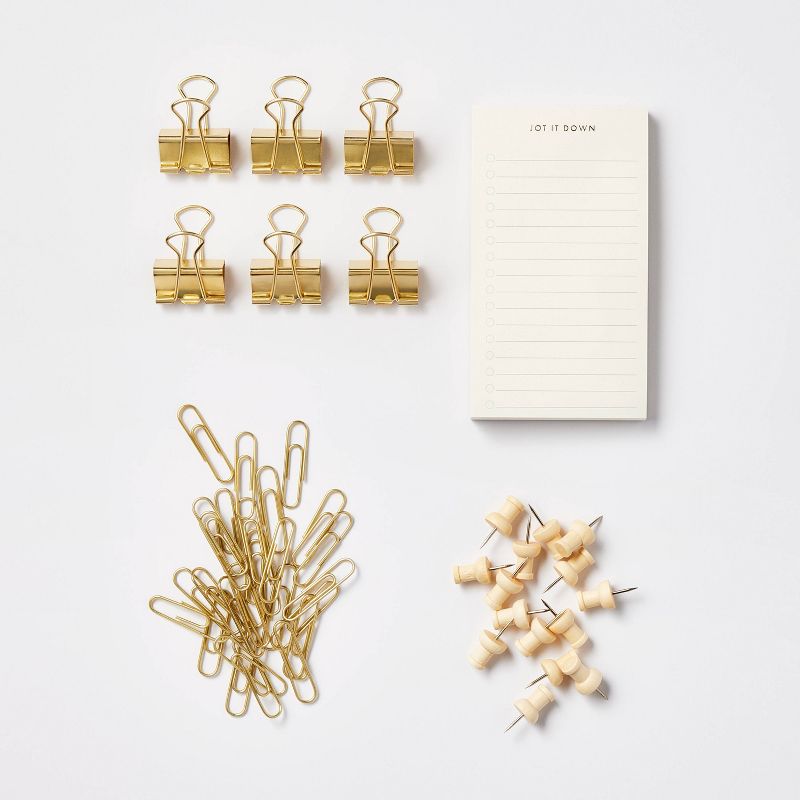 57ct Wood &#38; Soft Gold Clips Stationary Set - Threshold&#8482;, 1 of 5