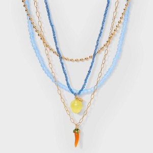 Lemon and Pepper Multi-Strand Necklace - A New Day™ Multicolor - 1 of 4