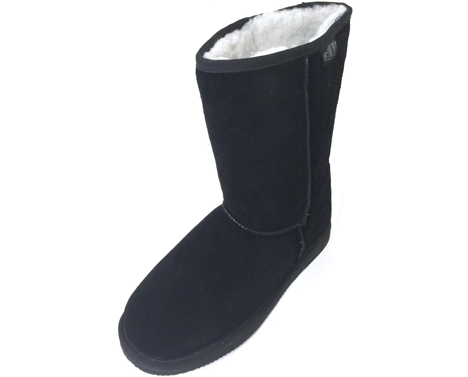 Women's Winter Boots Black Fashion Suede 10" Mid Calf Shearling Warm Fur Shoes