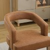 CAVINAS 25.79" Wide Modern Barrel Chair, PU Leather Upholstered Accent Chair with Open Back and Solid Wood Legs, Brown - 2 of 4