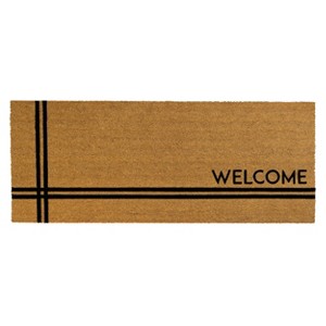 Entryways 2' x 5' Crisscross Welcome Indoor/Outdoor Coir Doormat Natural/Black - 1 of 3