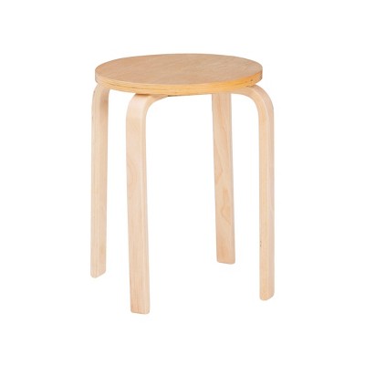 Set of 4 Natural Finish Bentwood Stackable Stools