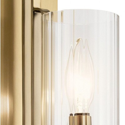 Elegant Art Deco Mini Pendant Light in Brushed Natural Brass with Clear Fluted Glass