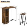 Fulvari 3 Piece Bar Table Set for 2, Small Kitchen Dining Table with 2 Stools, Counter Height Bar Table and Chair Set with Storage Drawer - 2 of 4
