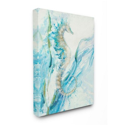 Stupell Industries Nautical Seahorse Blue Fluid Ocean Water
