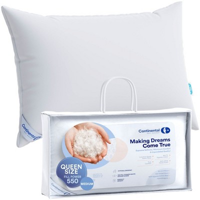 Continental Bedding - 550 Fill Power Firm Goose Down Pillow - Queen ...