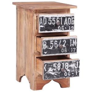 vidaXL Bedside Cabinet 11.8"x11.8"x20.1" Solid Mahogany Wood - 1 of 4