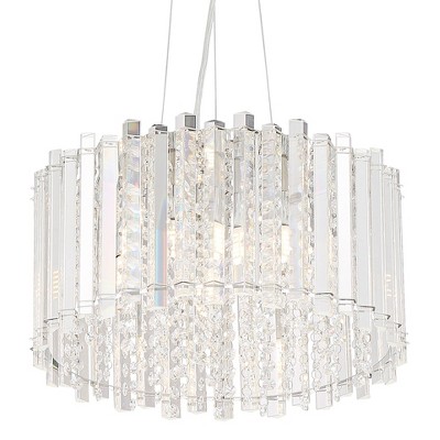 Modern Chrome and Crystal 19" LED Pendant Drum Light