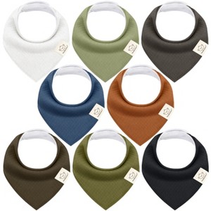 8pk Organic Quin Bandana Bibs, Baby Bibs for Drooling and Teething, Cotton Drool Bibs for Baby Girl, Baby Boy - 1 of 4