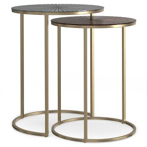 WyndenHall 2pc Oakdale Nesting Tables Antique Nickel/Antique Copp: Round Metal Accent Tables, No Assembly Required - 1 of 4