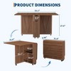 Folding Dining Table with Drawer and Storage, Folding Kitchen Table with 6 Wheels, Suitable for Kitchens, Apartments - 2 of 4