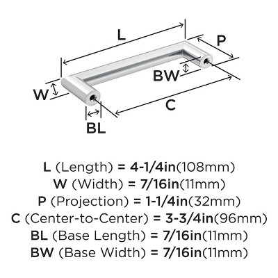 Polished Chrome Modern Cabinet Drawer Pull with Mounting Hardware