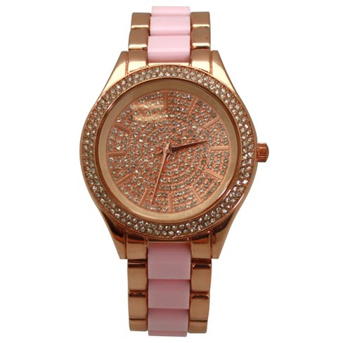 Olivia Pratt Rose Gold Rhinestones Dial Women Watch : Target