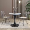 LeisureMod Dining Table with a Round White Resin Tabletop and Black Stainless Steel Pedestal Base Verve Collection - image 3 of 4