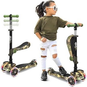 Hurtle ScootKid 3-Wheel Toddler Toy Scooter with LED Lights, Ages 1+, Fold-Out Seat - 1 of 4