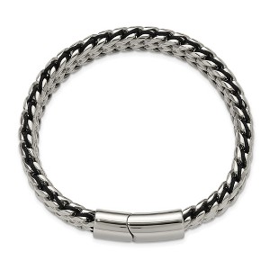 Chisel Stainless Steel Polished 8.5" Black Cord and Chain Bracelet - 1 of 4