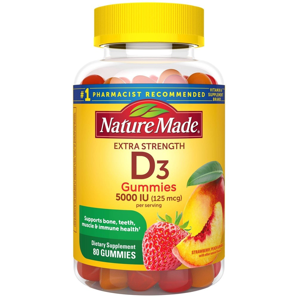 toespraak Origineel Fascineren Best Selling Nature Made Extra Strength Vitamin D3 5000 IU (125 mcg)  Gummies - Strawberry, Peach & Mango - 80ct | AccuWeather Shop