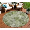 Green And Ivory Abstract Washable Indoor Outdoor Area Rug - 2 of 4