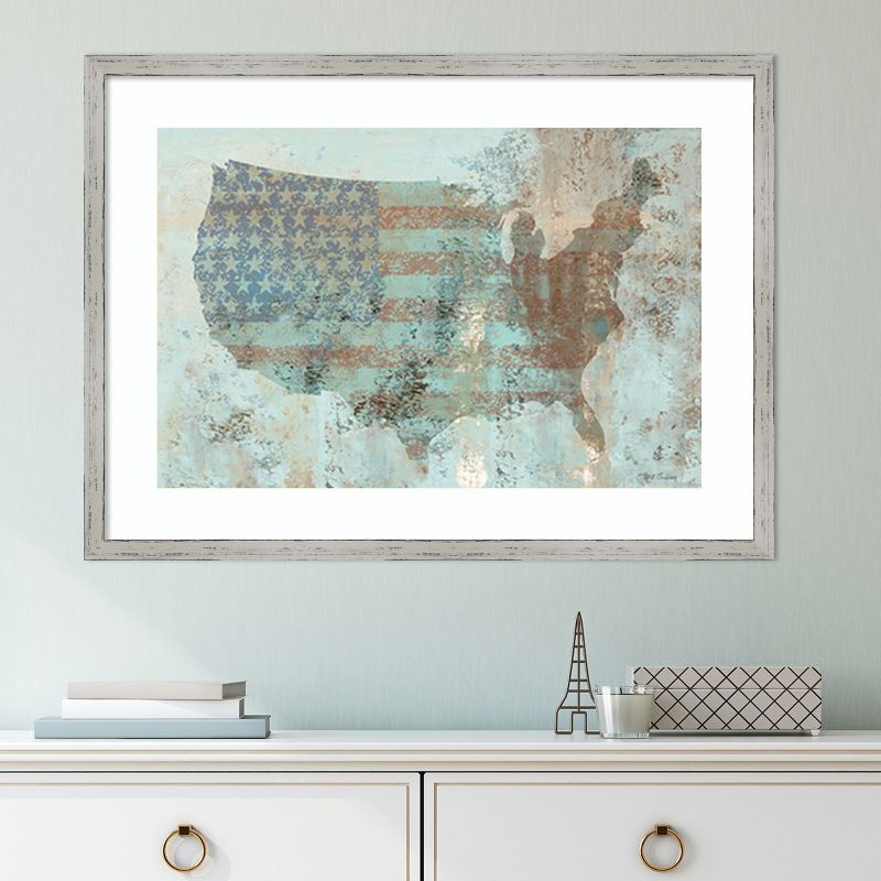 Amanti Art Vintage USA Map by Marie Elaine Cusson Wood Framed Wall Art Print 25 in. x 18 in., 5 of 7