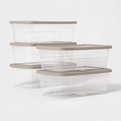 6qt Shoe Box 5pk with Spaceship Lid Gray - Room Essentials™