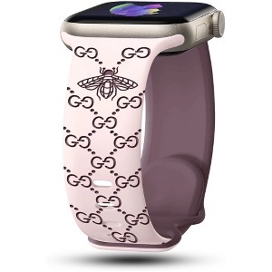 HTUTWOO Bee Engraved Apple Watch Band, Two Tone Silicone Sports Strap 38/40/41/42/44/45/46/49 mm for iWatch Series 10 9 8 7 6 5 4 3 2 1 SE Ultra - 1 of 3