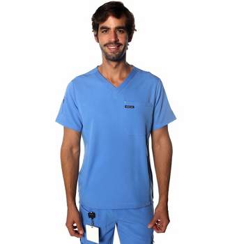 Members Only Men's Manchester V-Neck Scrub Top With Waist & Sleeve Pockets
