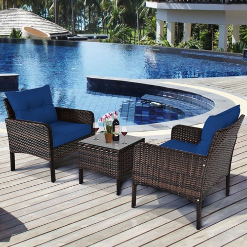 Navy rattan outlet chair