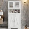 Bathroom Cabinet, Freestanding Kitchen Pantry Storage Cabinet, Floor Linen Cabinet with Doors & Adjustable Shelves, for Living Room, White - 2 of 4