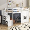 Whisen Wood Twin Size Loft Bed with Storage Staircase and Window - 3 of 4