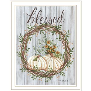 HomeRoots Blessed Wreath White Framed Print Wall Art - 1 of 3
