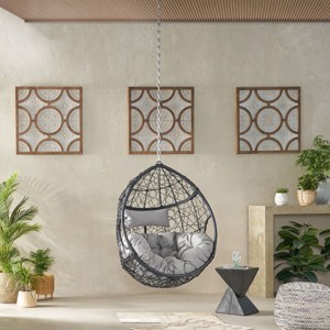 Indoor Egg Chair,Teardrop-Shaped Swing Egg Chair With 8ft Chain And Tufted Cushion,Swing Chair,Egg Chair For Patio,Living Room-Cuddlewood - 1 of 4