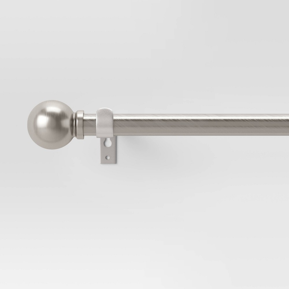 Photos - Curtain Rod / Track 48"-84" Café Ball Curtain Rod Brushed Nickel - Room Essentials™: Adjustable Metal, Single Rod, Silver Finish