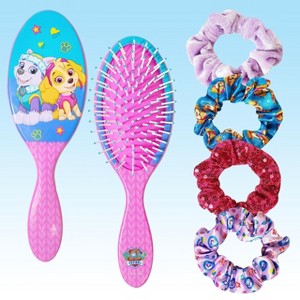 Paw Patrol 5pcs Hair Accessory Set -  Hair Brush & 4 Scrunchies for Girls Ages 3+ - 1 of 4