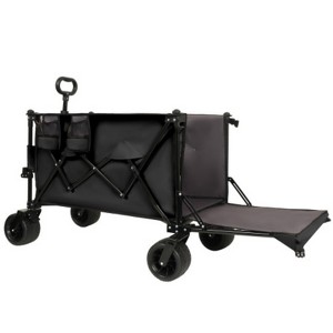 FURNIinspire Outdoor Serving Carts Extra Long Extender Wagon Cart Beach Wagon Cart 480LBS with All-Terrain Wheels, Black, 35.43"*22.83"*43.34" - 1 of 4