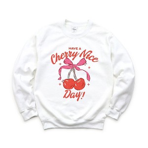 Simply Sage Market Women's Graphic Sweatshirt Coquette Cherry Nice Day - 1 of 3