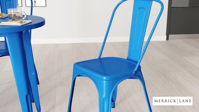 Black Metal Slatted Back Dining Chair with Square Seat