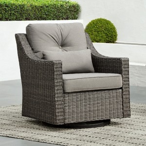 Spruce & Spring Outdoor Wicker Patio Outdoor Sofa Swivel Chair Coffee Table - 1 of 4