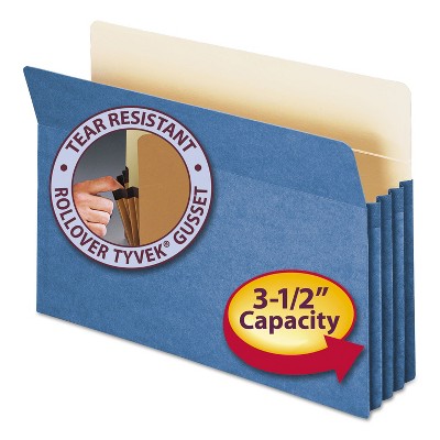 Smead 3 1/2" Exp Colored File Pocket Straight Tab Legal Blue 74225