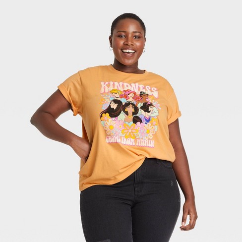 Women S Disney Plus Size Princess Kindness Short Sleeve Graphic T Shirt Yellow 1x Target