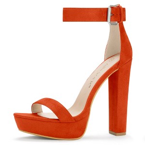 Allegra K Women's Open Toe Platform High Block Heel Ankle Strap Sandals - 1 of 4