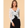 INSPIRE CHIC Women's Tie Front Ruffled Hem Floral Lace Sheer Crop Bolero Shrug - 4 of 4