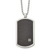Chisel Stainless Steel Brushed Laser Cut Black IP-plated with Cubic Zirconia Dog Tag on a 24" Ball Chain Necklace - 2 of 4