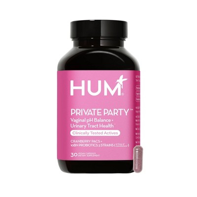 HUM Nutrition Private Party Probiotics Vegan Capsules for Vaginal &#38; Urinary Tract Health - 30ct
